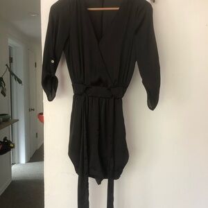Black romper silk-like material